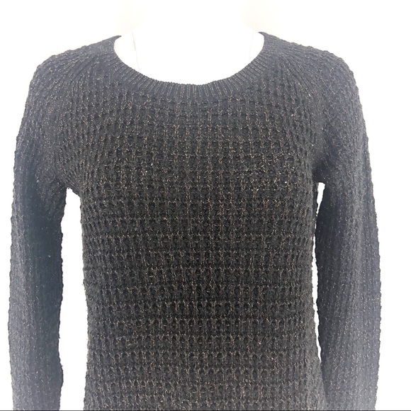 GAP chunky knit sweater black metallic gold s - Picture 2 of 6